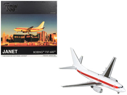 Boeing 737-600 Commercial Aircraft "EG&G - Janet Airlines" (N319BD) White with Red Stripes "Gemini 200" Series 1/200 Diecast Model Airplane by GeminiJets