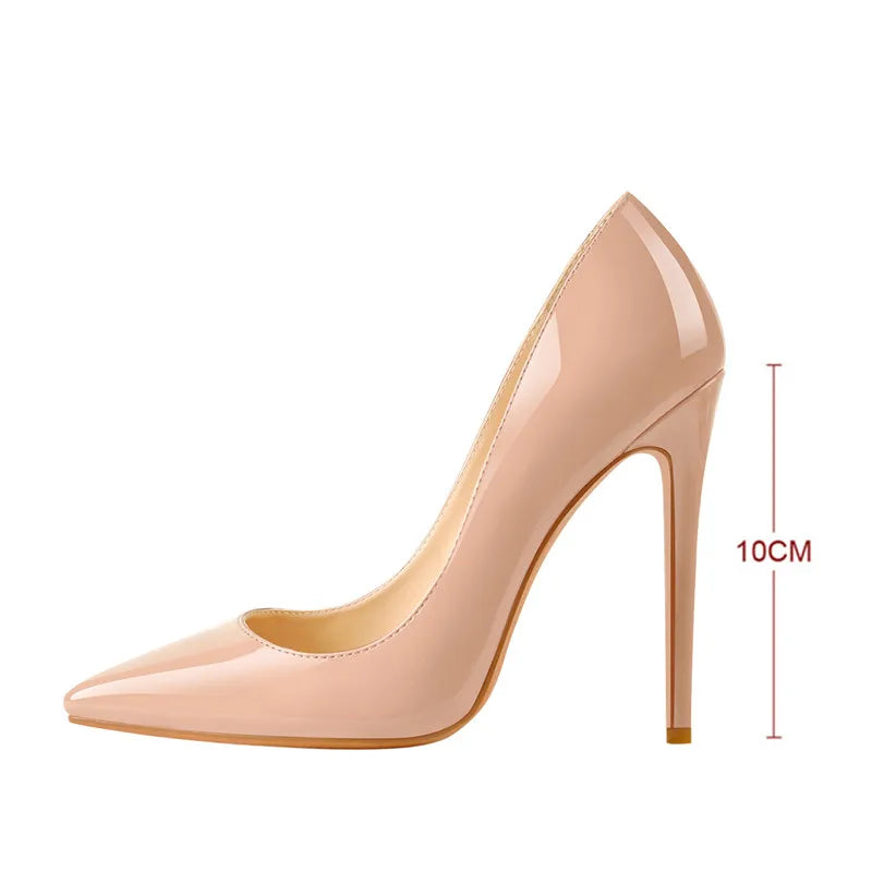 Onlymaker Women Pumps Pointed Toe Slip-On Thin Heels Patent Leather Party Wedding Office Lady Big Size Shoes