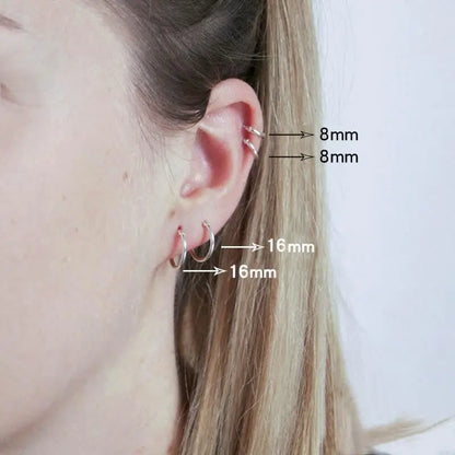 1 Pair Women/Man Stainless Steel Small Hoops Earring Piercing Ear Cartilage Tragus Simple Thin Circle Anti-allergic Ear Buckle