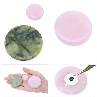 Glue Pallet Eyelashes Extensions Pink Green Jade Stone Reusable False Eye Lashes Adhesive Pallet Pad Holder Makeup Accessories
