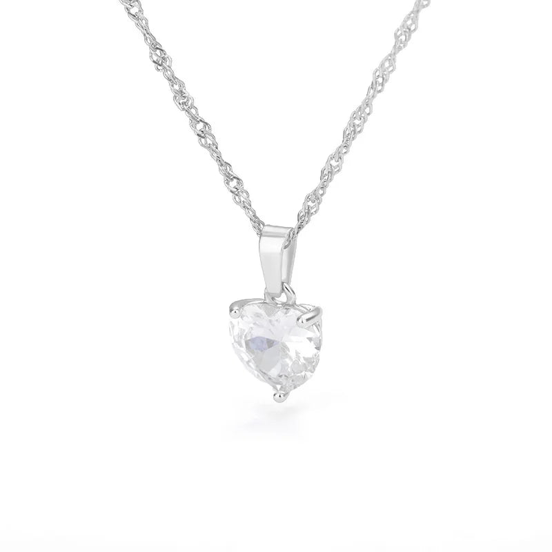 Heart Necklaces For Women Stainless Steel Gold Plated Chain Zircon Heart Pendant Choker Necklace Wedding Boho Jewelry Gift Femme