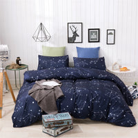 3pcs Set Blue Starry Sky Duvet Cover Bedding Set Double Bed Duvet Cover Twin King Size Bed Constellation Pattern Bed Sheet Set