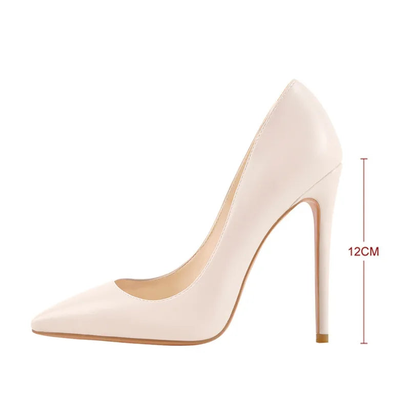 Onlymaker Women Pumps Pointed Toe Slip-On Thin Heels Patent Leather Party Wedding Office Lady Big Size Shoes