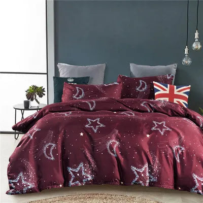 3pcs Set Blue Starry Sky Duvet Cover Bedding Set Double Bed Duvet Cover Twin King Size Bed Constellation Pattern Bed Sheet Set