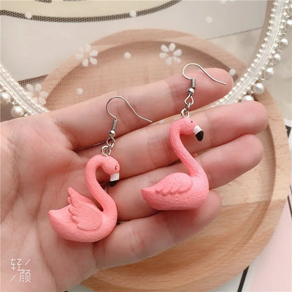 10pcs/pack Flamingo Resin Charms Craft Plastic Charms Earring Keychain DIY Jewelry Making 25x35mm