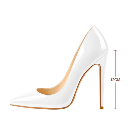 Onlymaker Women Pumps Pointed Toe Slip-On Thin Heels Patent Leather Party Wedding Office Lady Big Size Shoes