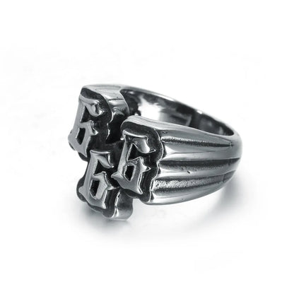 Men's Punk Stainless Steel Digital 666 Ring Titanium Steel Ring Jewelry