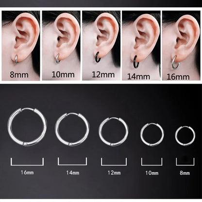 1 Pair Women/Man Stainless Steel Small Hoops Earring Piercing Ear Cartilage Tragus Simple Thin Circle Anti-allergic Ear Buckle