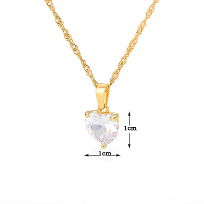 Heart Necklaces For Women Stainless Steel Gold Plated Chain Zircon Heart Pendant Choker Necklace Wedding Boho Jewelry Gift Femme