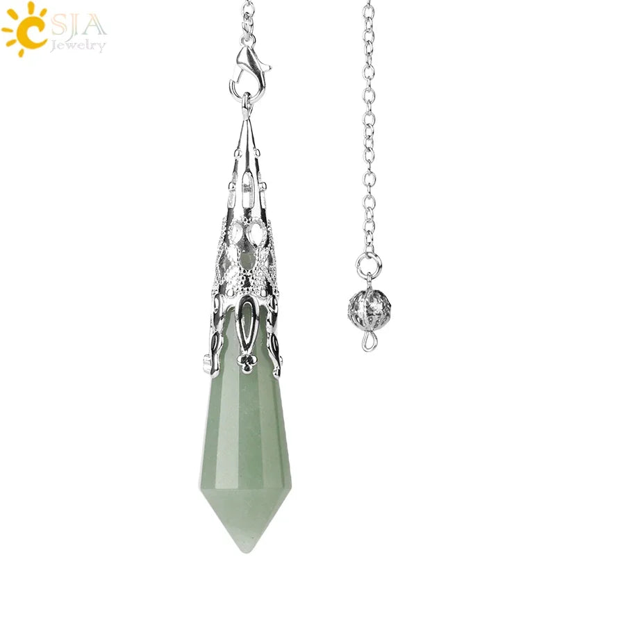 CSJA Natural Stone Crystal Pendulum for Dowsing Antique Pendant Amulet Crystals Divination Pink Quartz Pendulums Pendules G891
