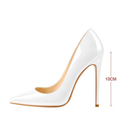 Onlymaker Women Pumps Pointed Toe Slip-On Thin Heels Patent Leather Party Wedding Office Lady Big Size Shoes