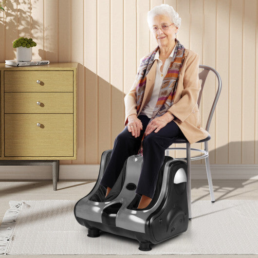Costway Foot & Calf Massager with Heat Vibration Deep Kneading Shiatsu Foot Massage Machine Grey