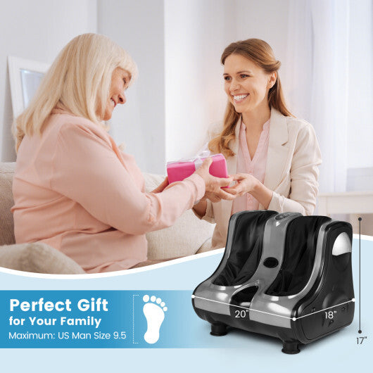 Costway Foot & Calf Massager with Heat Vibration Deep Kneading Shiatsu Foot Massage Machine Grey