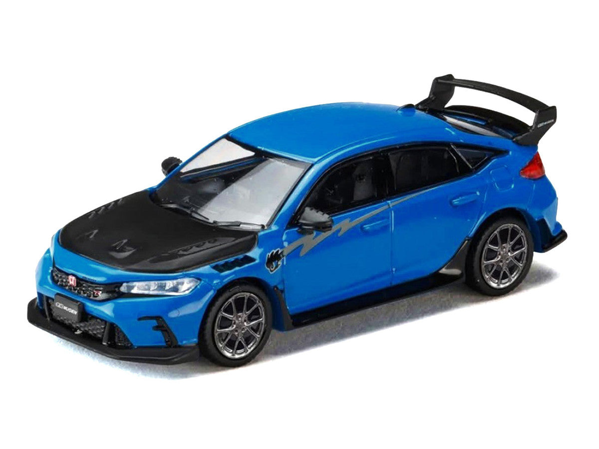 Honda Civic Type R (FL5) RHD (Right Hand Drive) Racing Blue Pearl with Carbon Hood "MUGEN Group B" (2025) "JDM64" Series 1/64 Diecast Model Car by Hobby Japan