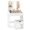 Vanity Desk LED Lighted Makeup Table with 3 Color Modes-White