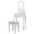Makeup Dressing Table and Bench 3 Drawers and Cushioned Stool for Girls-White