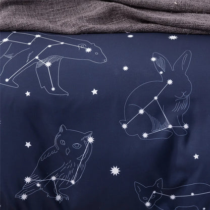 3pcs Set Blue Starry Sky Duvet Cover Bedding Set Double Bed Duvet Cover Twin King Size Bed Constellation Pattern Bed Sheet Set