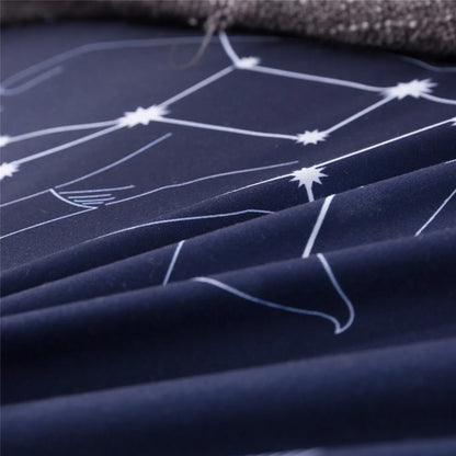 3pcs Set Blue Starry Sky Duvet Cover Bedding Set Double Bed Duvet Cover Twin King Size Bed Constellation Pattern Bed Sheet Set