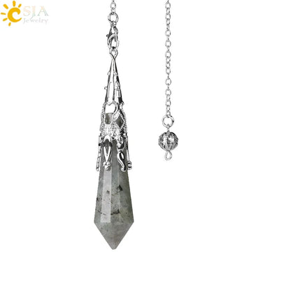 CSJA Natural Stone Crystal Pendulum for Dowsing Antique Pendant Amulet Crystals Divination Pink Quartz Pendulums Pendules G891