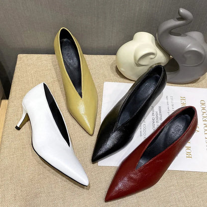 XGRAVITY Sexy Autumn New Designer Vintage Evening Shoes Ladies Fashion Pointed Toe V Cut Woman Shoes High Heel Pumps Sexy C323