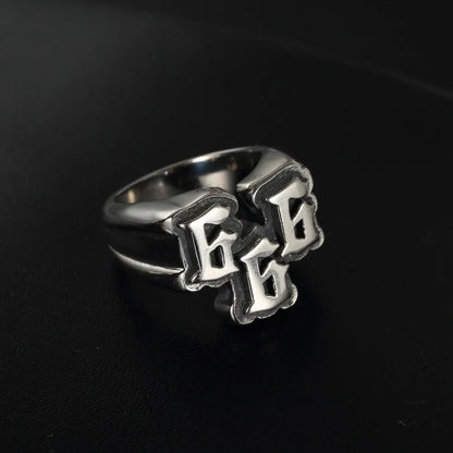 Men's Punk Stainless Steel Digital 666 Ring Titanium Steel Ring Jewelry