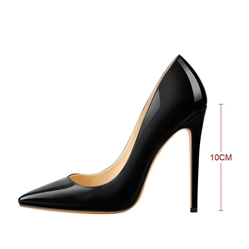 Onlymaker Women Pumps Pointed Toe Slip-On Thin Heels Patent Leather Party Wedding Office Lady Big Size Shoes