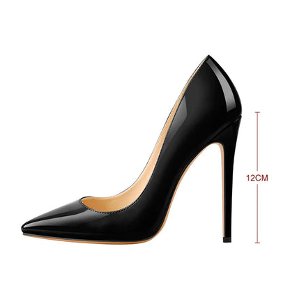 Onlymaker Women Pumps Pointed Toe Slip-On Thin Heels Patent Leather Party Wedding Office Lady Big Size Shoes