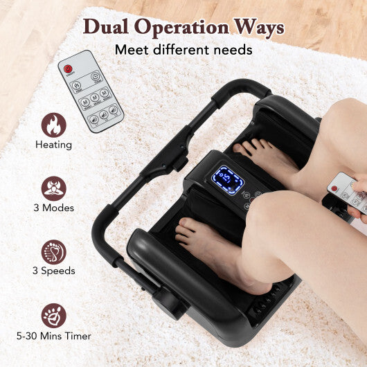 Foot and Calf Massager with Heat Shiatsu Deep Kneading Rolling Smart Electric Leg Massager-Gray