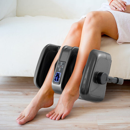 Foot and Calf Massager with Heat Shiatsu Deep Kneading Rolling Smart Electric Leg Massager-Gray