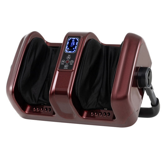 Foot and Calf Massager with Heat Shiatsu Deep Kneading Rolling Smart Electric Leg Massager-Gray