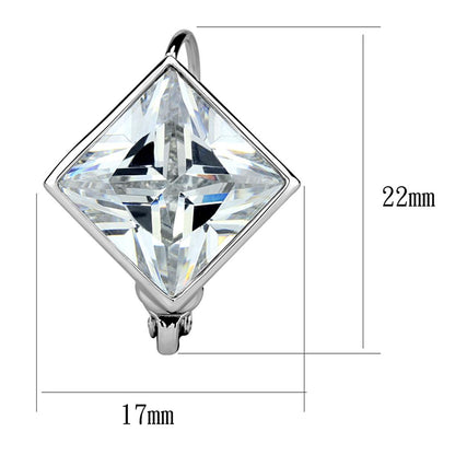 LO3868 - Rhodium Brass Earrings with AAA Grade CZ  in Clear