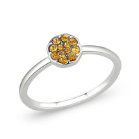 LO4770 - Rhodium Brass Ring with Top Grade Crystal in Topaz