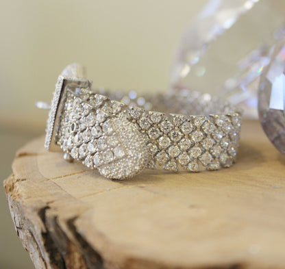 LOS179 - Rhodium 925 Sterling Silver Bracelet with AAA Grade CZ  in Clear