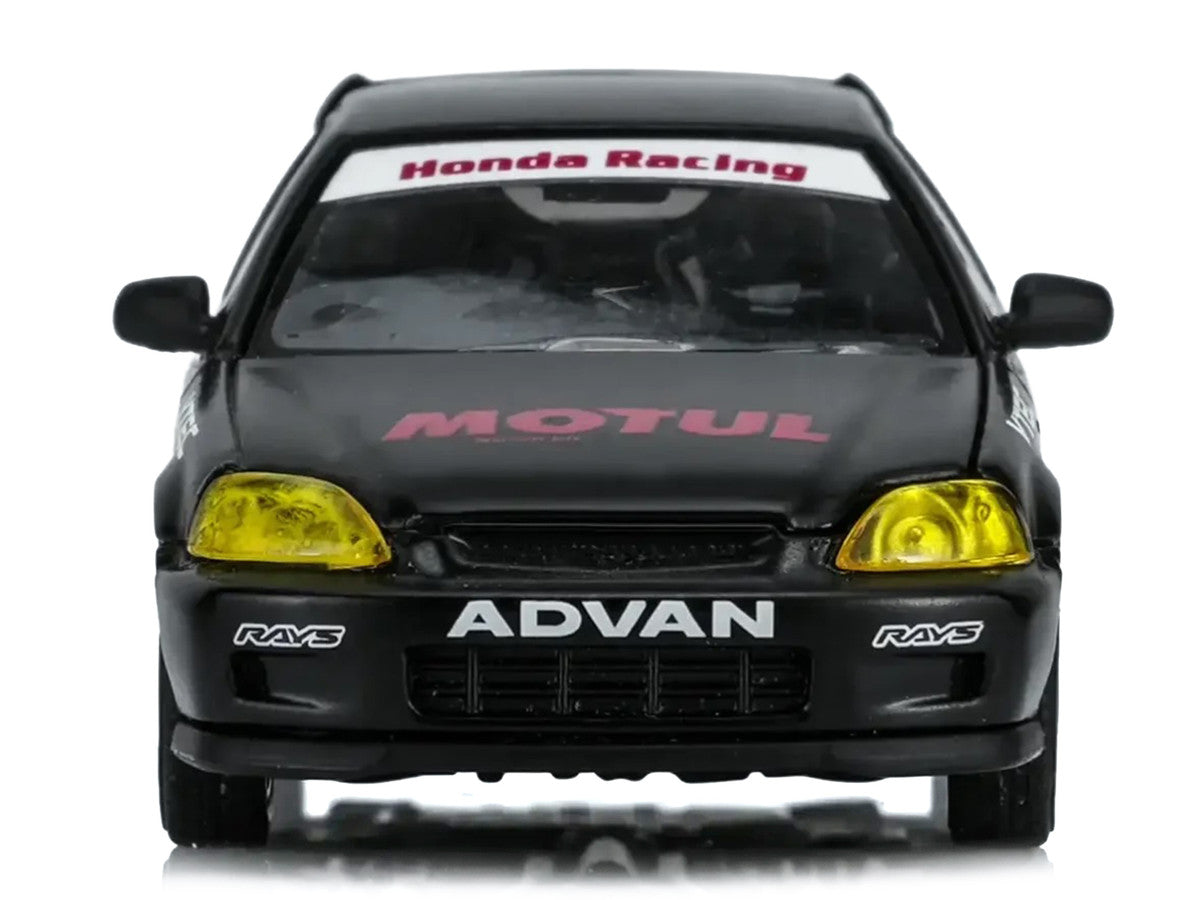 Honda Civic Type R (EK9) RHD (Right Hand Drive) "No Good Racing - Motul" Matt Black 1/64 Diecast Model Car by MotorHelix