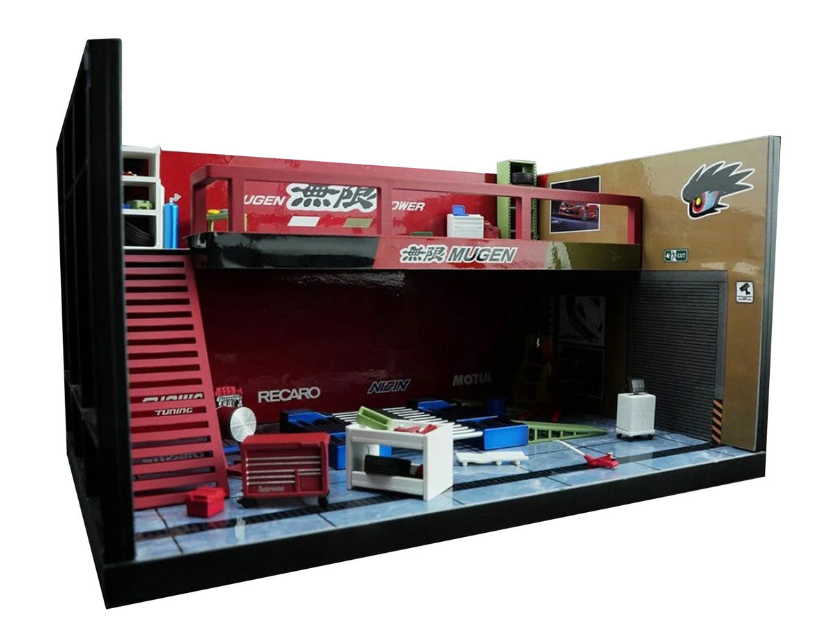 "Mugen Power" Garage Diorama with Accessories 1/64 Model by MotorHelix