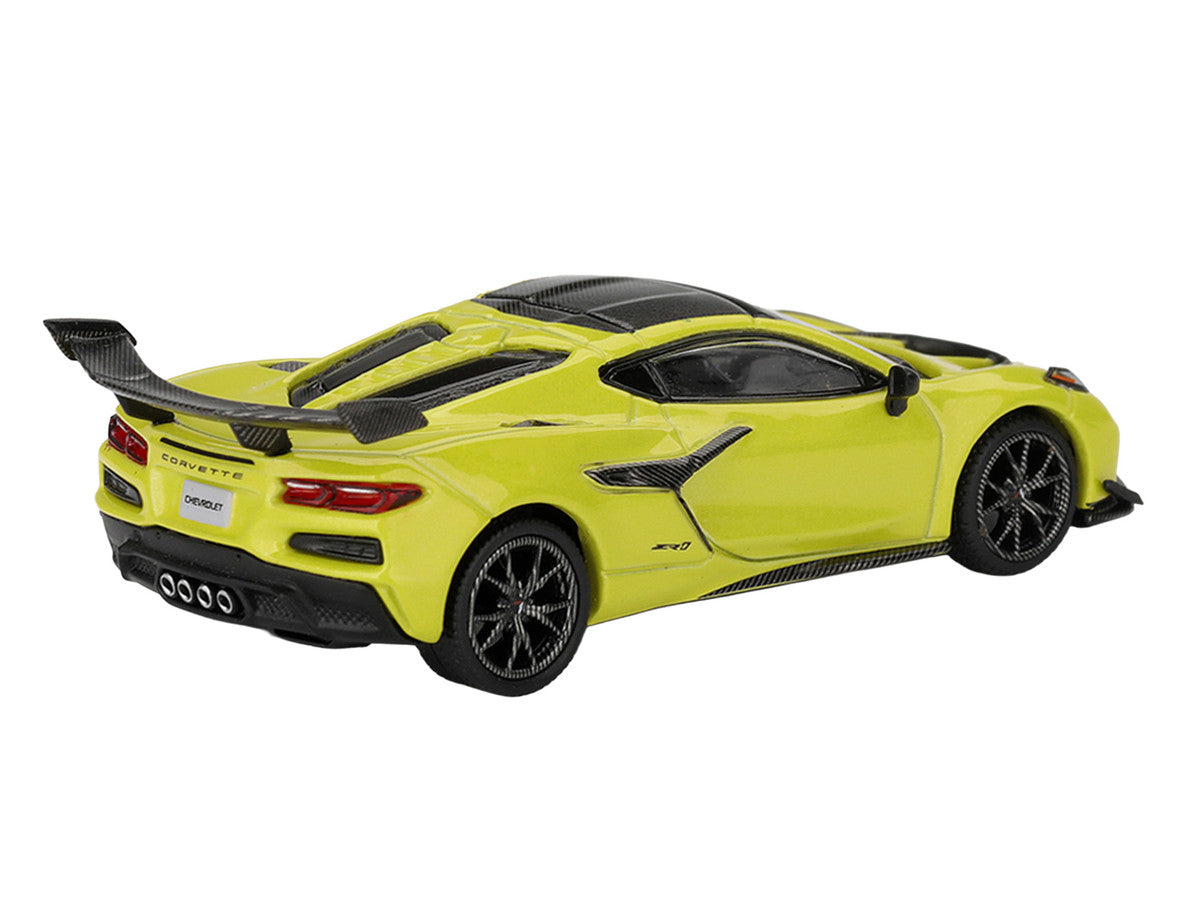 Chevrolet Corvette ZR1 Accelerate Yellow with Carbon Top Limited Edition 1/64 Diecast Model Car by Mini GT