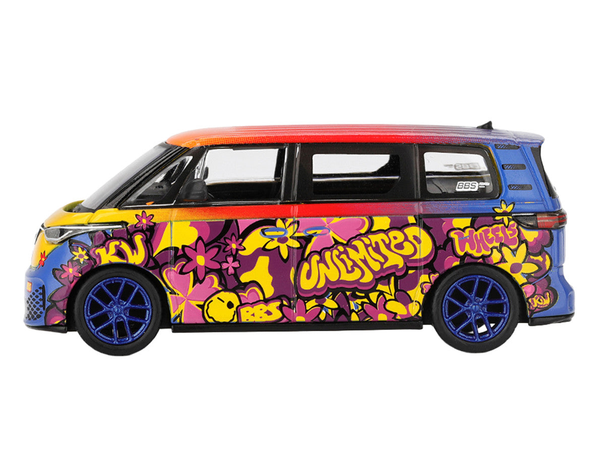 Volkswagen ID.Buzz Van "KW/BBS" Floral Graffiti Livery Limited Edition 1/64 Diecast Model Car by Mini GT