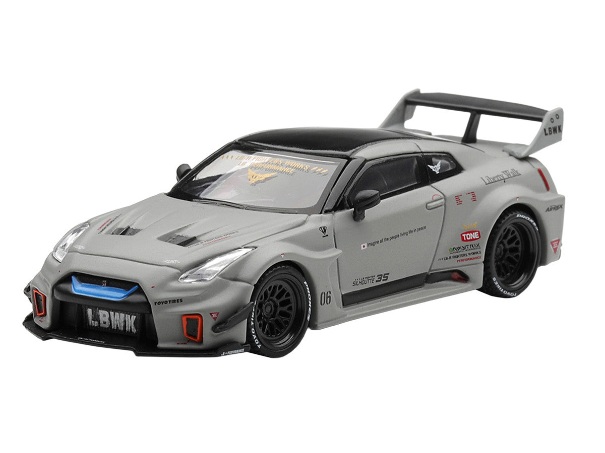 Nissan 35GT-RR Ver.1 "LB-Silhouette Works GT" Matt Gray with Black Top Limited Edition 1/64 Diecast Model Car by Mini GT