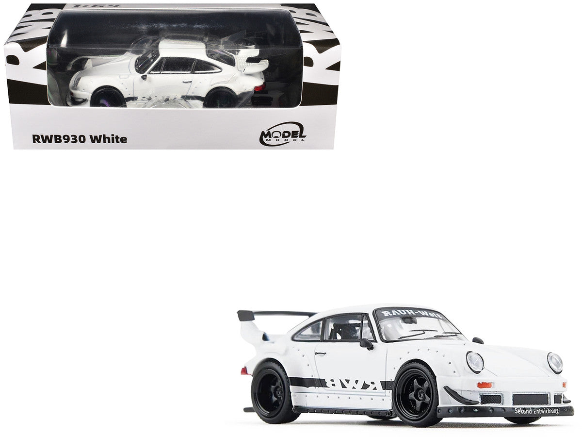RWB 930 Matt White with Black Stripes 1/64 Diecast Model Car by Model Model