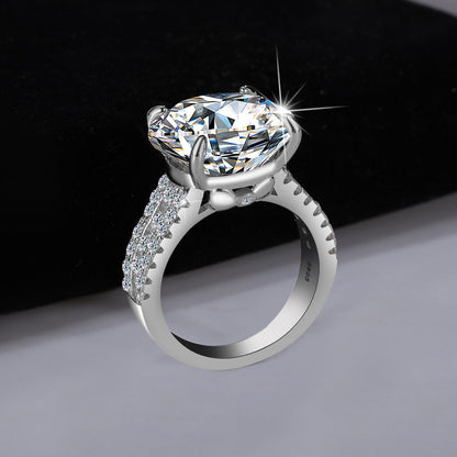 S925 Sterling Silver Bow Big Diamond 10 Karat Moissanite Ring
