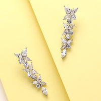 S925 Silver Sweet Temperament Women's Long Zircon Earrings