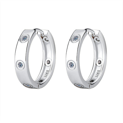 S925 Silver Simple 6 Diamond Moissanite Fashion High Sense Female Earrings