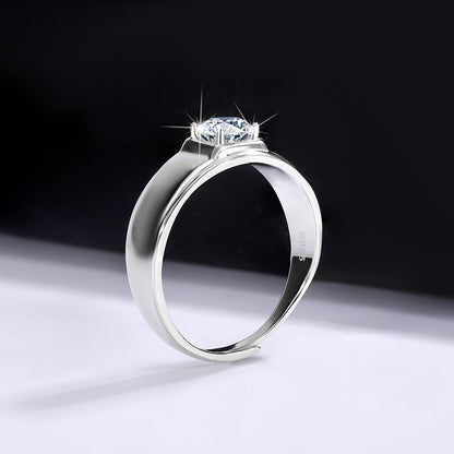 D Color Moissanite Ring Men's Sterling Silver