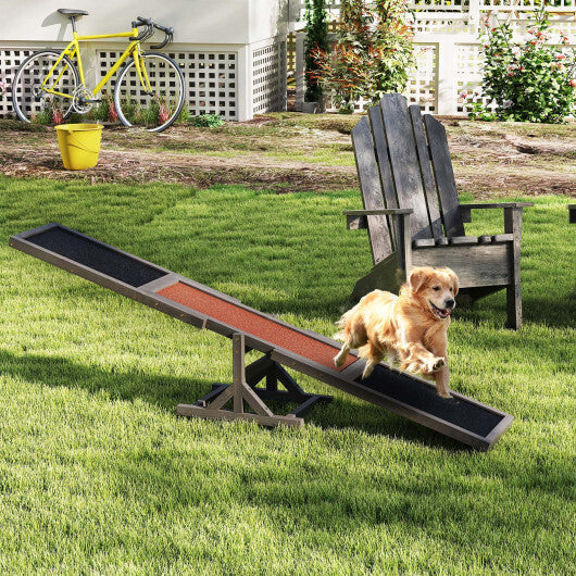 Wooden Dog Agility Seesaw Dog Outdoor Run Game Toy for Obstacle Courses-White