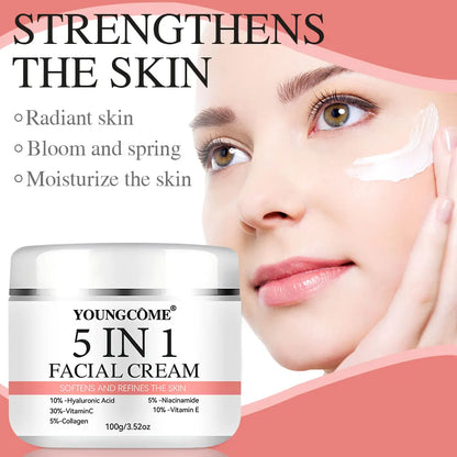 5 In 1 Fade fine lines Firming Face Serum Moisturizing brightning Vitamin C Hyaluronic Acid Facial Serum Shrink Pores Skin Care
