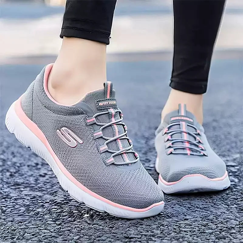 Skechers Women's Spring Shoes, Breathable Mesh Athletic Sneakers, Lightweight Running Shoes with Soft Soles 12980-GYPK