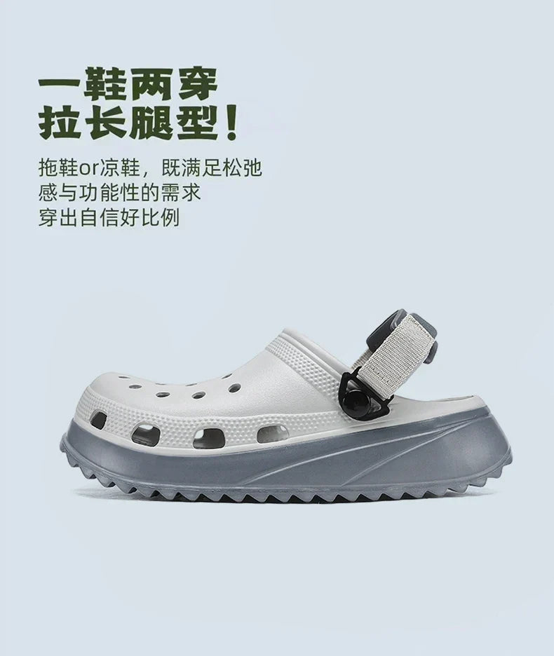 Casual Clogs Men 2026 New Trendy Summer Beach Sandals for Men Thick-bottom EVA Garden Shoes Closed-toe Fashion Slippers for Men