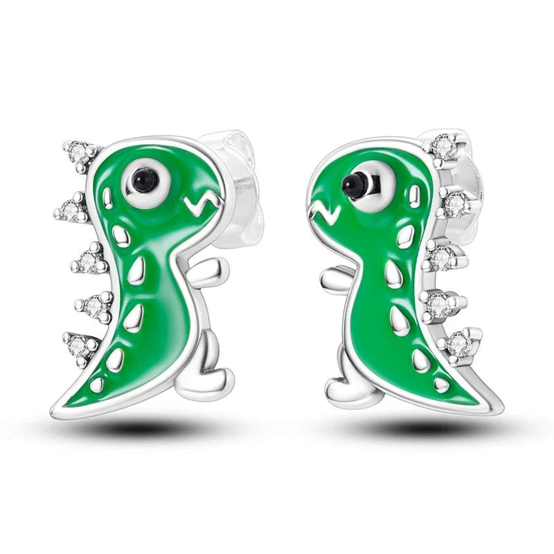 Original 925 Sterling Silver Colorful Cute Animal Pet Stud Earrings For Women Collocation For Girlfriend Birthday Gift