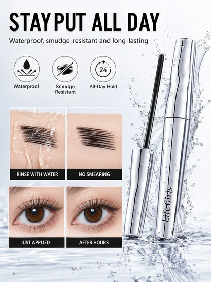 Life girls Waterproof Eyelash Primer Mascara, Lengthening Curling Lash Base, Smudge-Proof Long Lasting Black Brown Eye Makeup