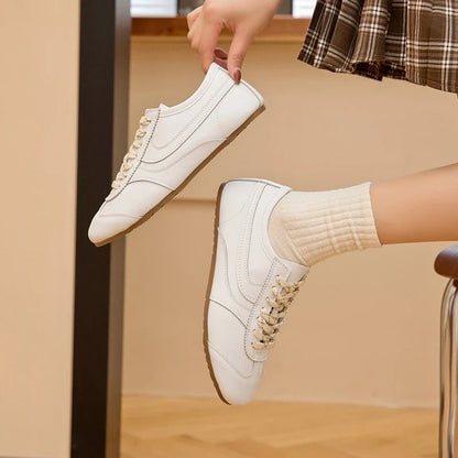 German Training Shoes Women 2026 New Genuine Leather Women Sneakers Flat Lace-up Retro Large Size Forrest Gump Shoes Women